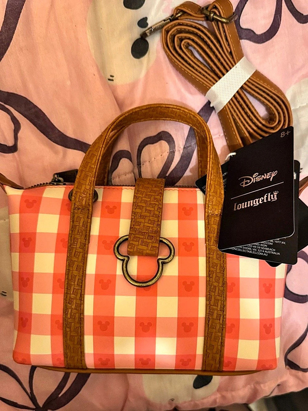 Loungefly Disney Loungefly Checkered Disney Tote Orange & Cream NWT